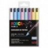 POSCA Lot de 8 marqueurs peinture PC1MR - Pointe roller fibre 0,7 mm - Encre pigmentée à base d'eau - Couleurs pastel assorties