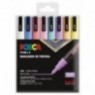POSCA Lot de 8 marqueurs peinture PC3M - Pointe conique 0,9-1,3 mm - Encre à base d'eau - Couleurs pastel assorties