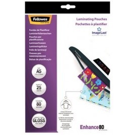 25 Pochettes à Plastifier A5 80 microns - 53960 Fellowes - CRC53960