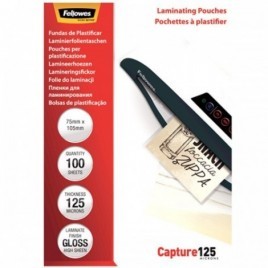 100 Pochettes à Plastifier 75x105mm 125 microns - 53069 Fellowes - CRC53069