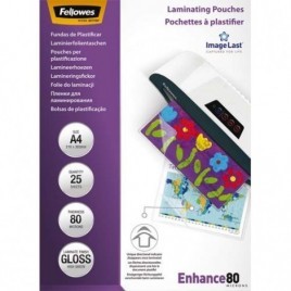 25 Pochettes à Plastifier A4 80 microns - 53962 Fellowes - CRC53962