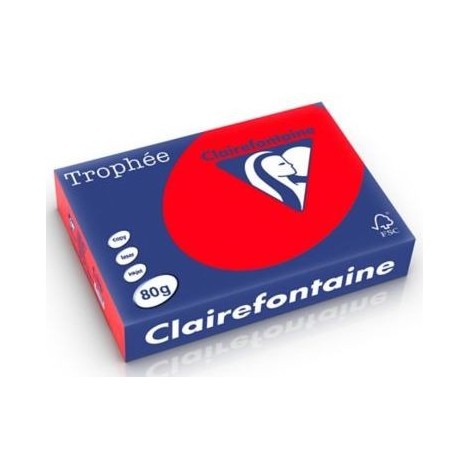 Ramette de papier couleur Rouge Corail Clairefontaine Trophée A4 500 feuilles 8175 (80g/m2)