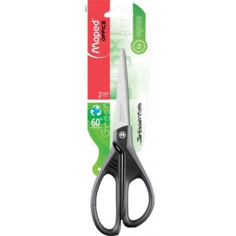 Ciseaux Maped Essentials  21 cm en acier inoxydable - asymétriques - Lames tranchantes - Noir