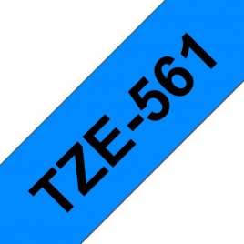 Ruban pour étiquettes plastifié générique Brother TZe561 - Texte noir sur fond bleu - Largeur 36 mm x 8 mètres