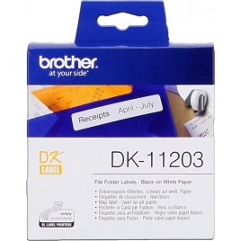 ORIGINAL Brother Etiquettes DK-11203 Étiquettes onglet Dossier, 17x87mm blanc 300 et / rouleau