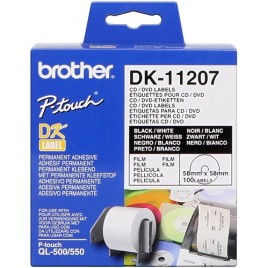 ORIGINAL Brother Etiquettes DK-11207 Étiquettes de CD / DVD, 58mm blanc 100 et / rouleau