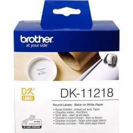 ORIGINAL Brother Etiquettes DK-11218 Etiquettes rondes, 24mm blanches 1000 Et./Rouleau