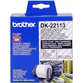 ORIGINAL Brother Etiquettes DK-22113 Étiquettes en continu, 62mm x 15,24 m transparent