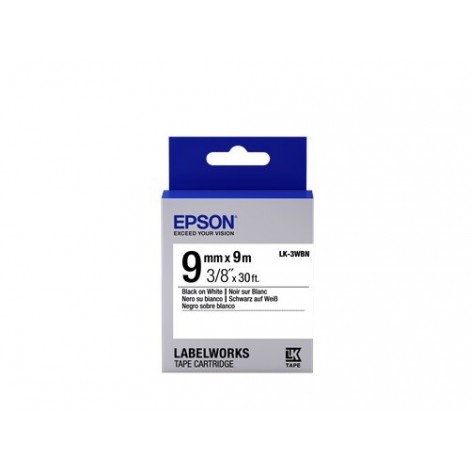 ORIGINAL Epson Ruban Noir sur blanc C53S653003 LK-3WBN