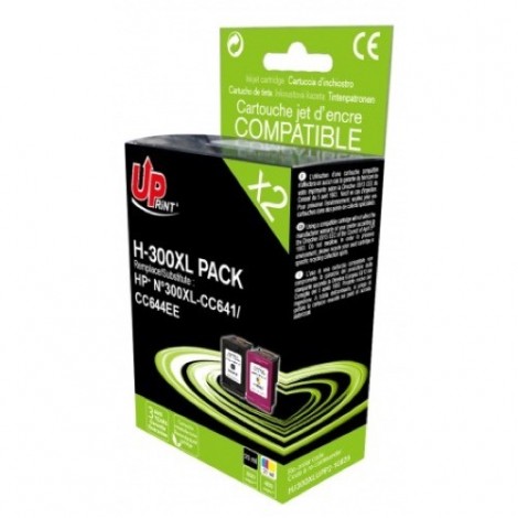 Pack 2 Cartouches 300XL Uprint Recyclé HP Noir + Cyan + Magenta +